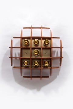 Iconic Wooden wall lamp by Angelo Brotto, 1960s design