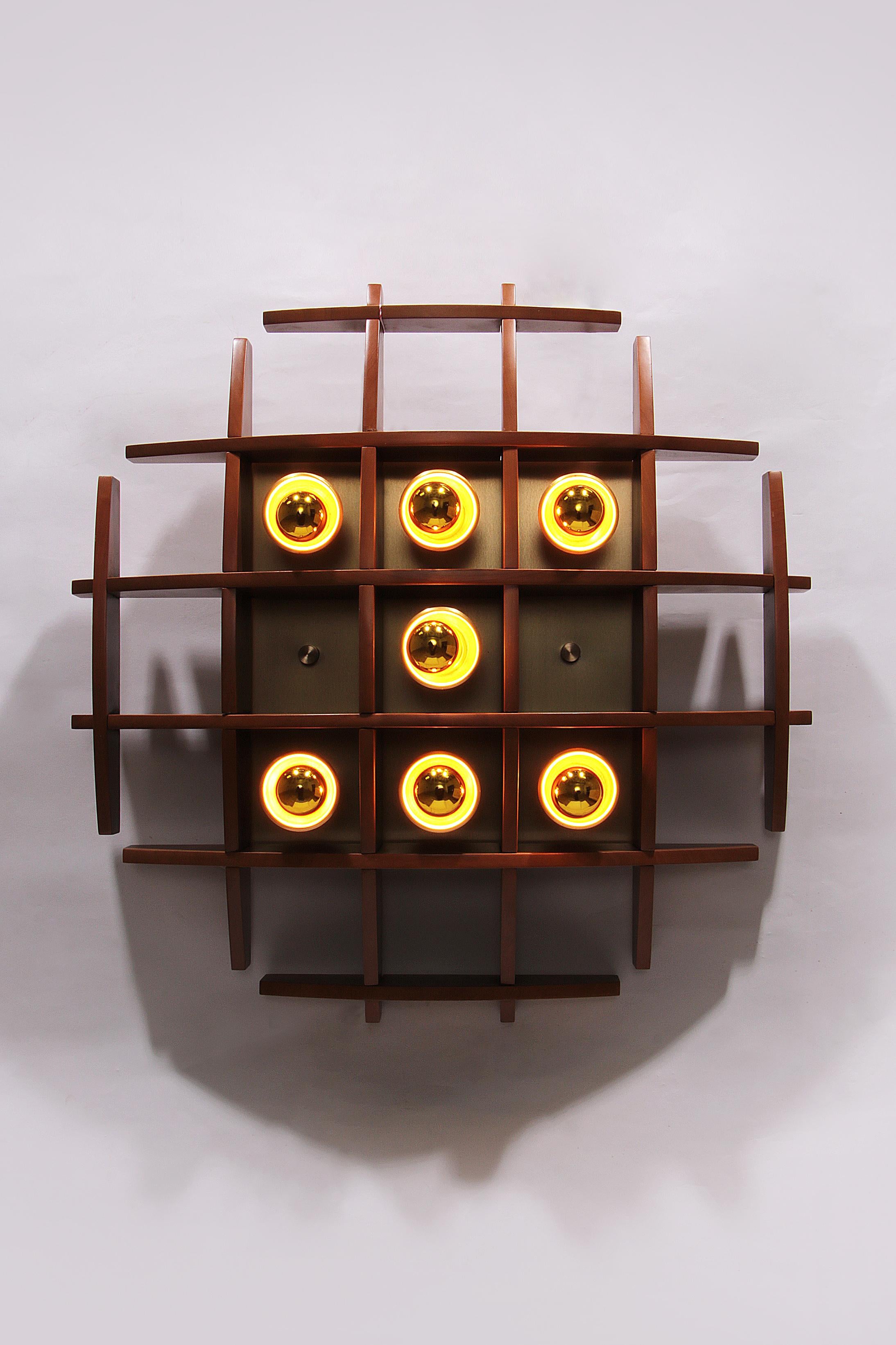 Mid-Century Modern Iconic Wooden wall lamp by Angelo Brotto, 1960s design For Sale