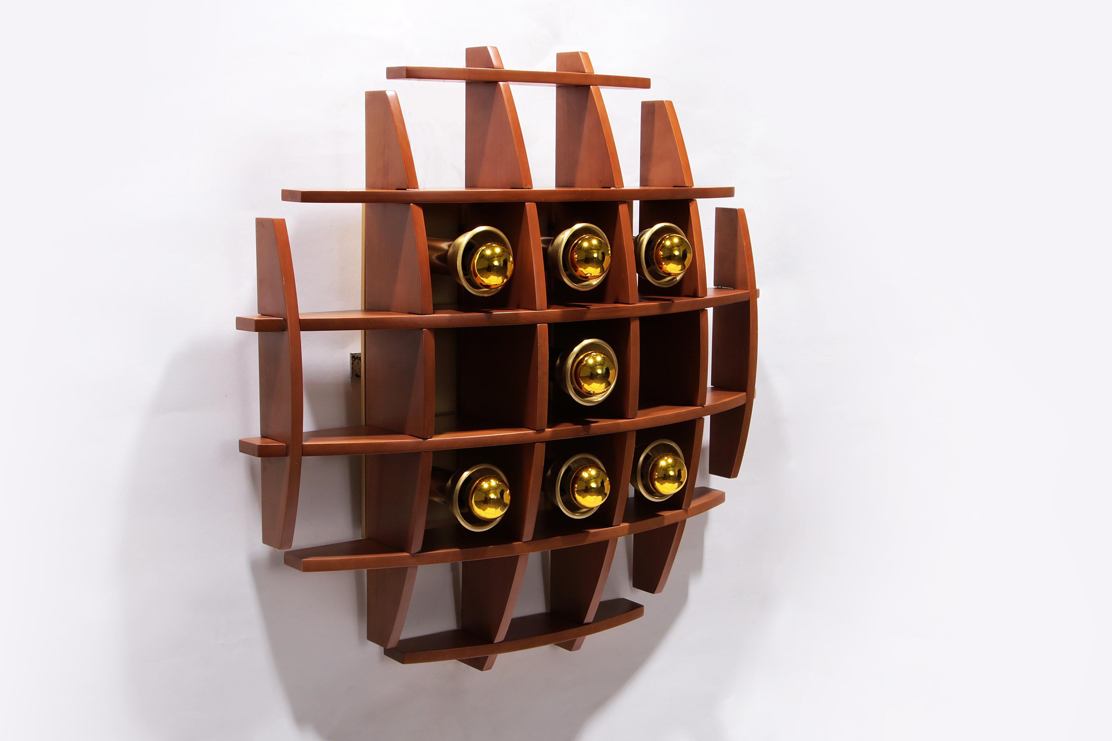 Iconic Wooden wall lamp by Angelo Brotto, 1960s design In Excellent Condition For Sale In Oostrum-Venray, NL