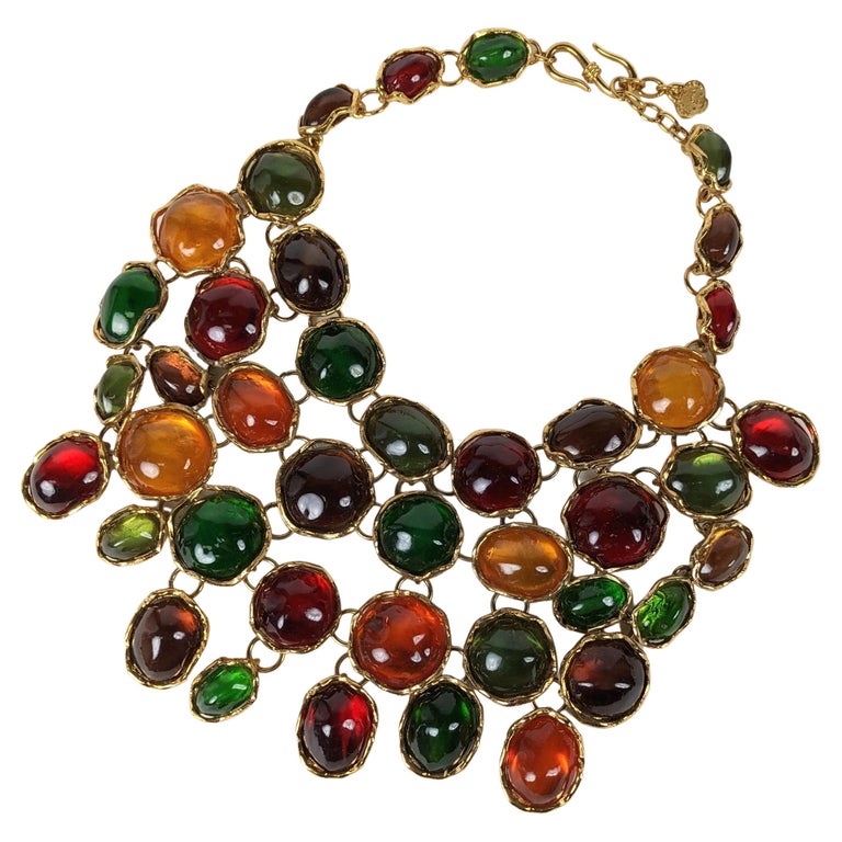 LouLou de la Falaise and Maison Goossens for Yves Saint Laurent Gem-Set Bib, 1980, offered by Vintage Luxury