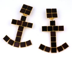 Iconic Yves Saint Laurent Iconic Mirror Tile Anchor Earrings