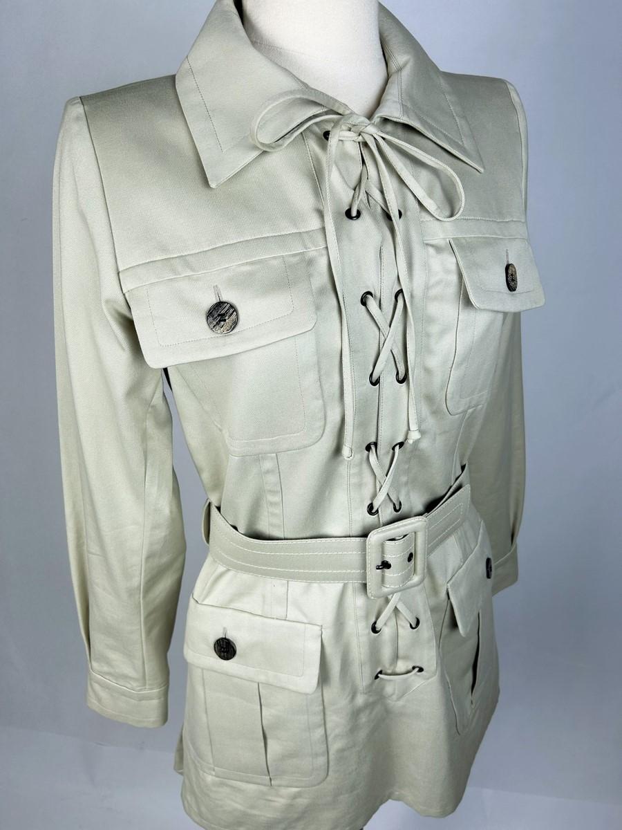 Iconic Yves Saint Laurent Rive Gauche Saharienne Jacket Circa 1995 For Sale 3