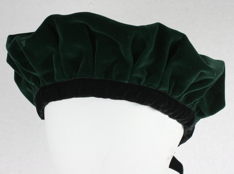 Iconic Yves Saint Laurent Velvet Beret For Sale at 1stDibs | velvet beret  hat, ysl beret, green velvet beret
