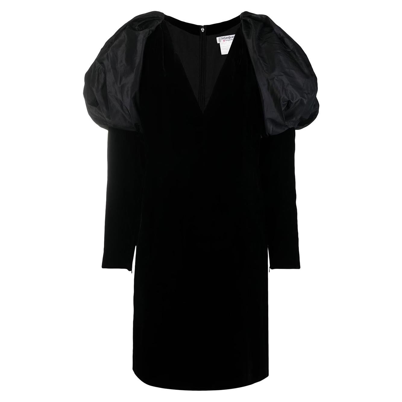 Iconic Yves Saint Laurent YSL Evening Velvet and Silk Dress 