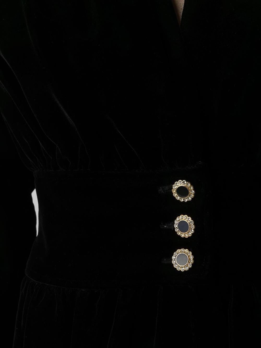 Black Iconic Yves Saint Laurent YSL Evening Velvet Silk Dress 