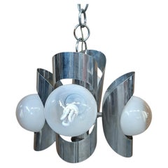 Lustre iconique des années 70 - Design 'Space Age' en fer chromé