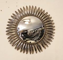 Iconic Round Metal Wall Mirror in the Shape of the Sun, Italy 1950s