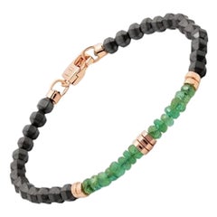 Pulsera de esmeralda icosaedro en hematites con plata de ley, talla M