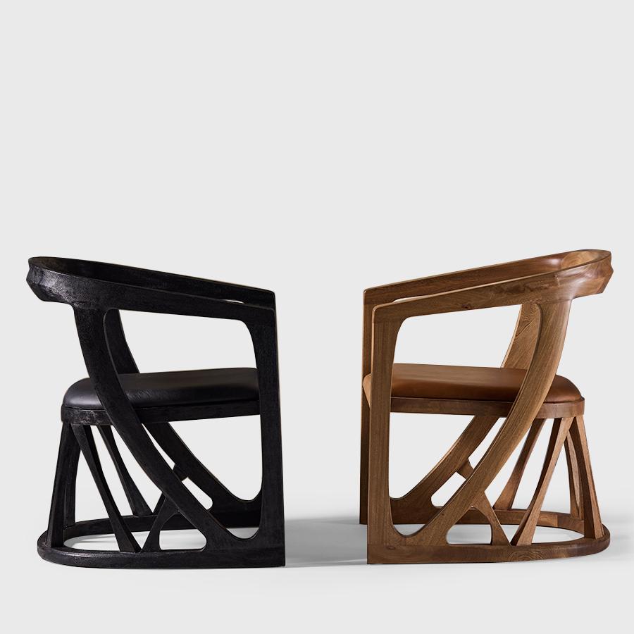 Moderne Chaise Icpalli en bois dur Rosa Morada massif en vente