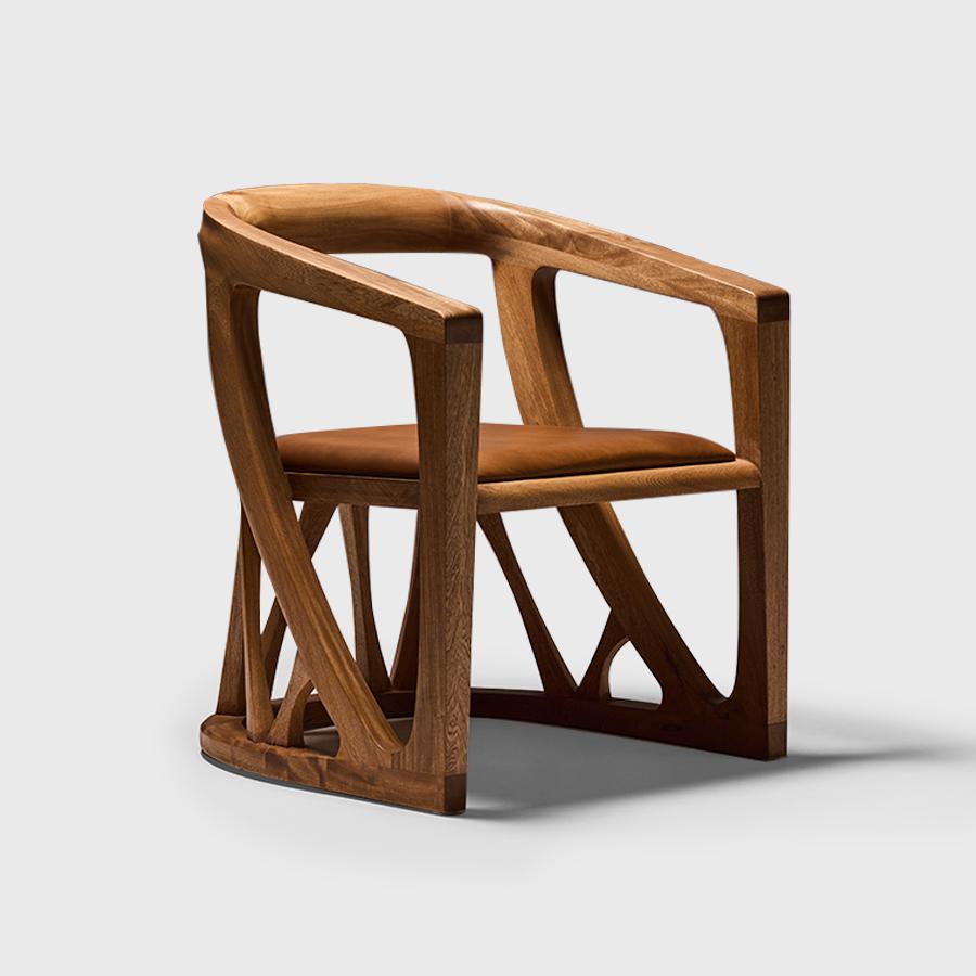 Mexicain Chaise Icpalli en bois dur Rosa Morada massif en vente