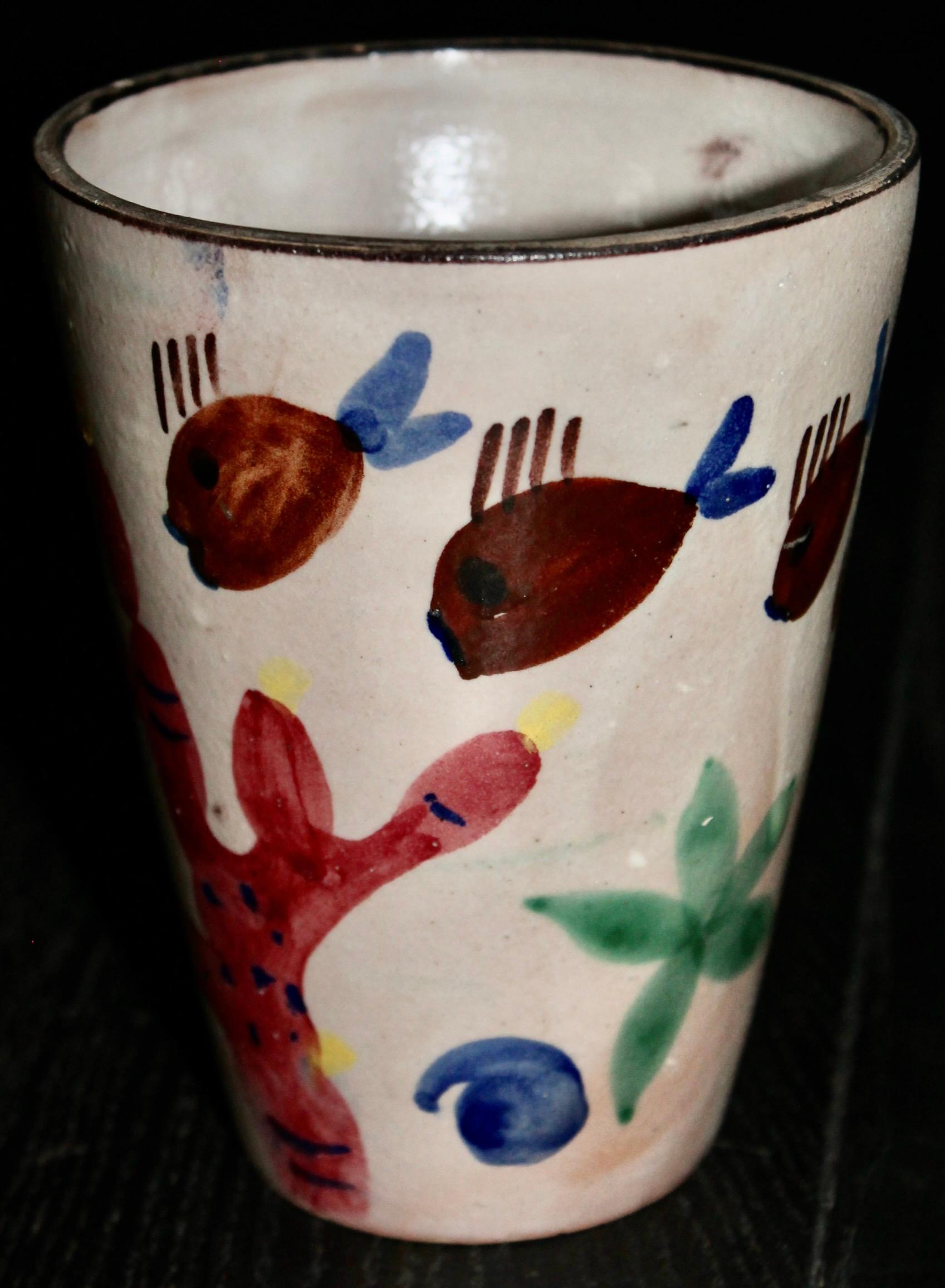 Mid-Century moderno A.I.C. Industria Ceramica Salernitana Capri Vaso con scena subacquea in vendita
