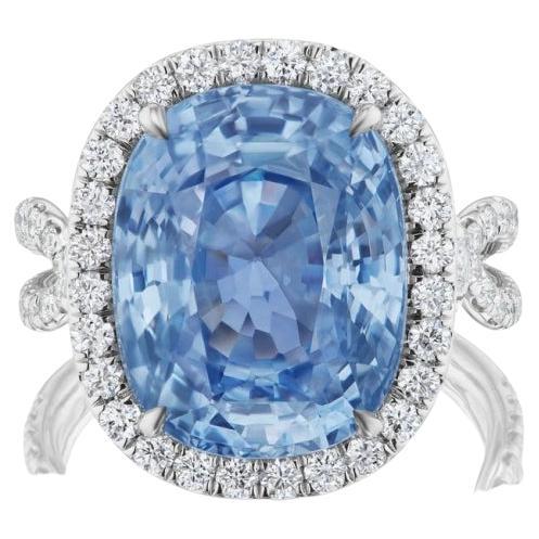 Icy Blue Unheated Burmese Sapphire And Diamond For Sale