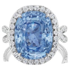 Icy Blue Unheated Burmese Sapphire And Diamond