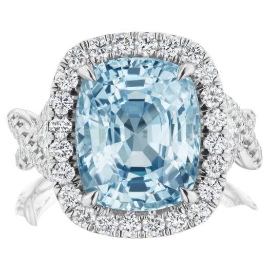 Icy Blue Unheated Burmese Sapphire Diamond Ring For Sale