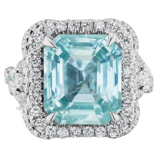 Icy Blue Unheated Burmese Sapphire Diamond Ring For Sale