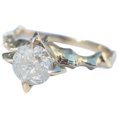 Icy Diamond Gold Medieval Inspired Solitaire Ring