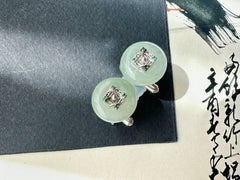 Gemelli in giadeite Icy, argento, zircone verde, accessorio moderno per dirigenti