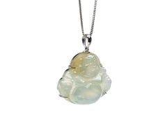 Icy Jadeite Jade Buddha Pendant, Certified Untreated