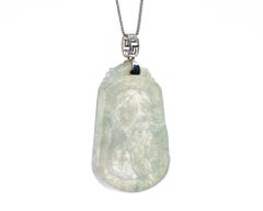 Icy Jadeite Jade Landscape Pendant, Certified Untreated