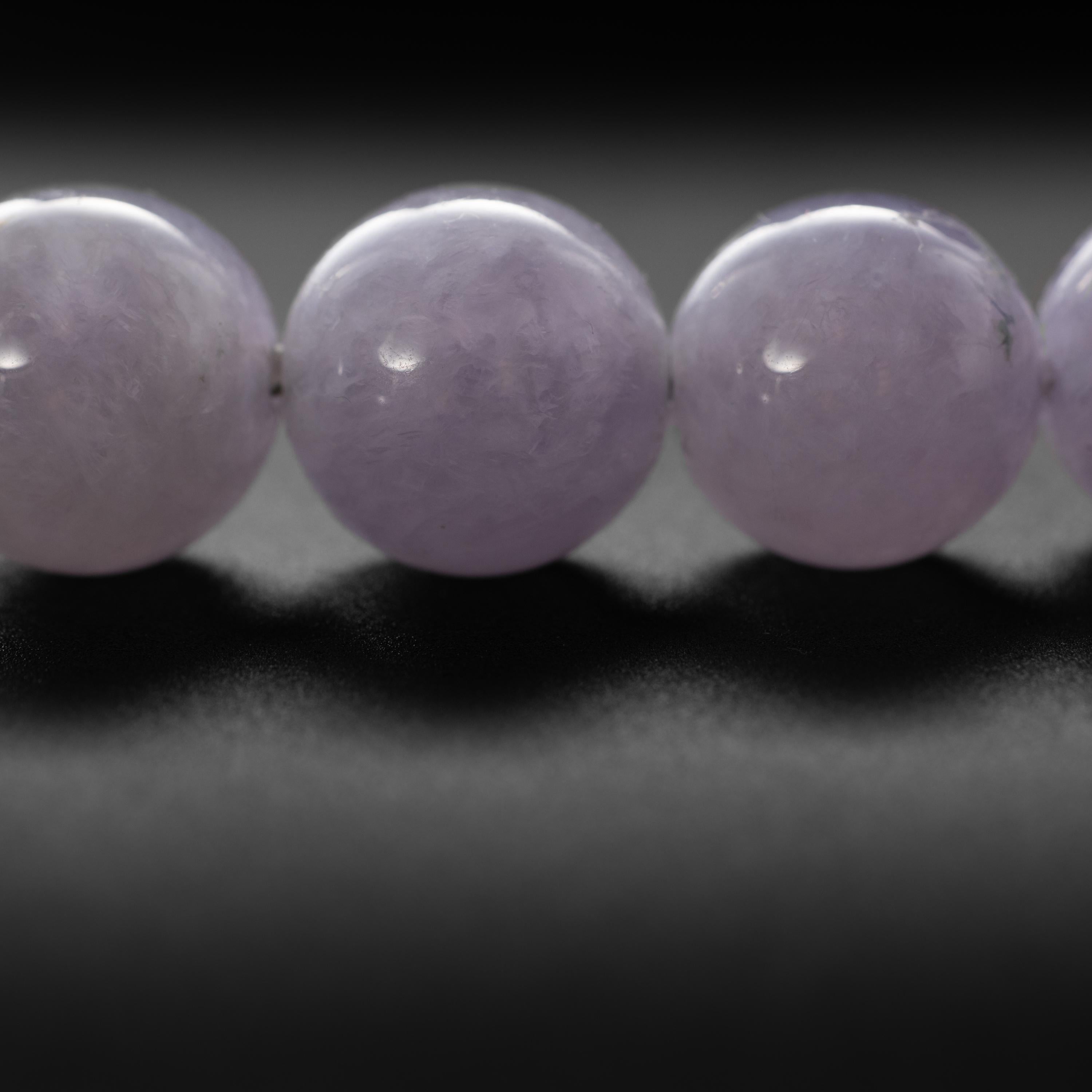 Modern Lavender Jade Necklace Midcentury Certified Untreated Highly Translucent
