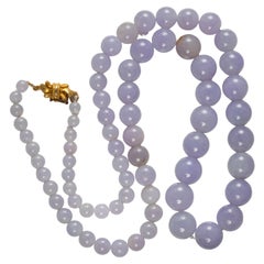 Lavender Jade Necklace Midcentury Certified Untreated Highly Translucent