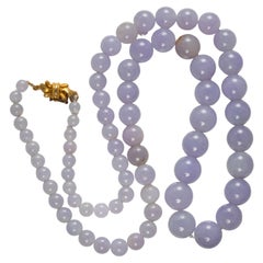 Vintage Lavender Jade Necklace Midcentury Certified Untreated Highly Translucent