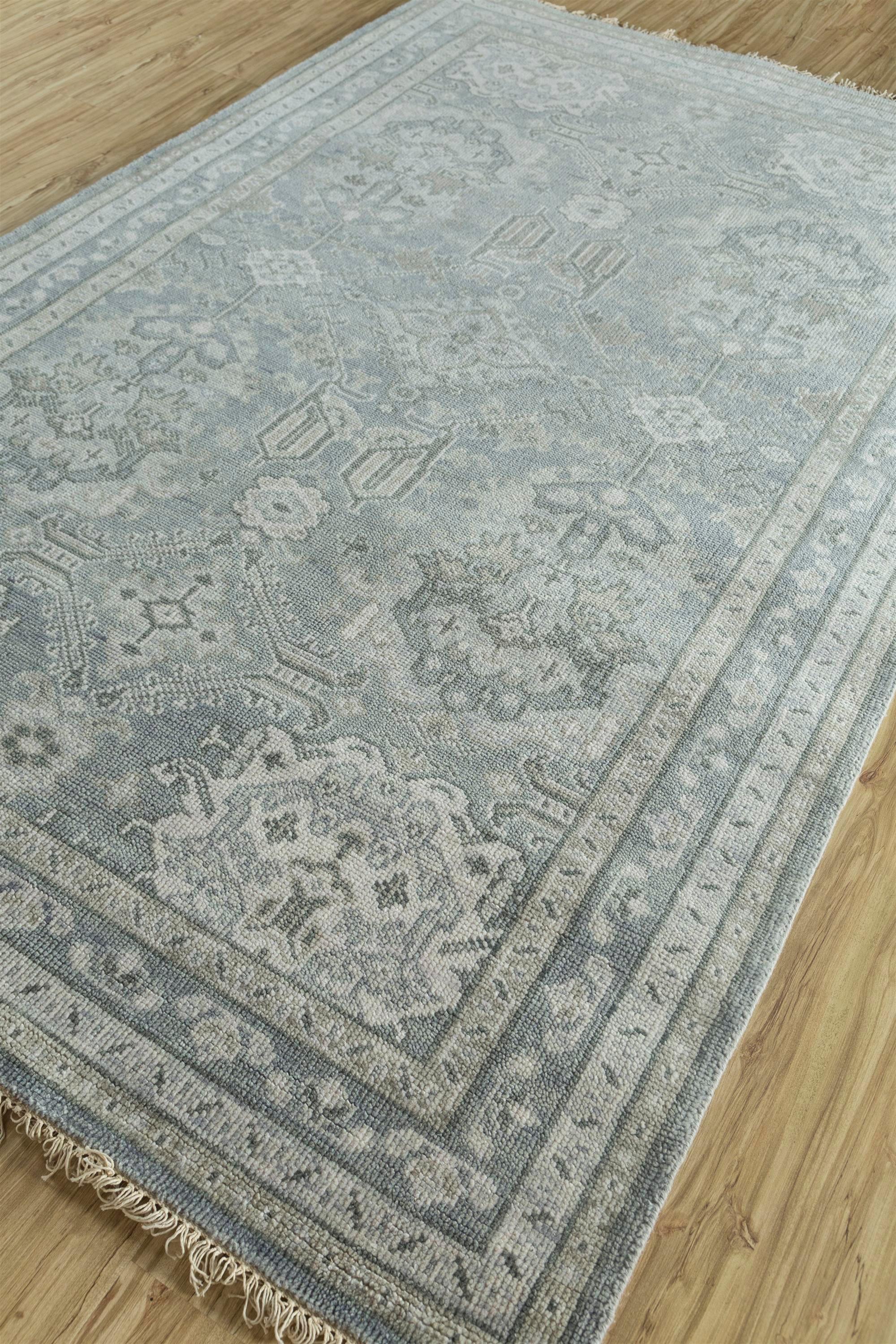 Indian Icy Medley Glacier Gray & BlueBell 200X300 Cm Handknotted Rug For Sale