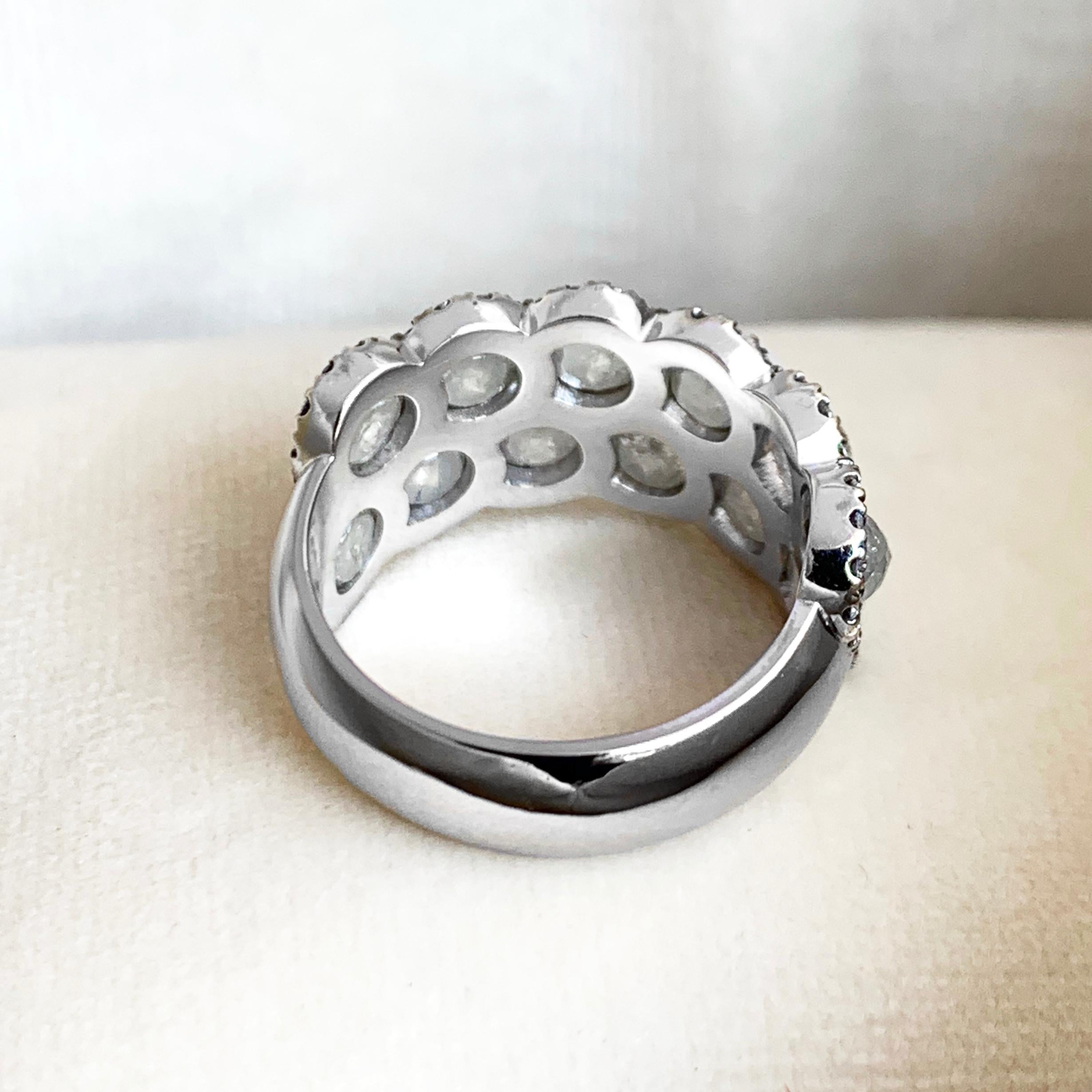 Contemporary Icy Rose-Cut DEGVVS White Brilliant-Cut Diamond Pave Eternity Ring