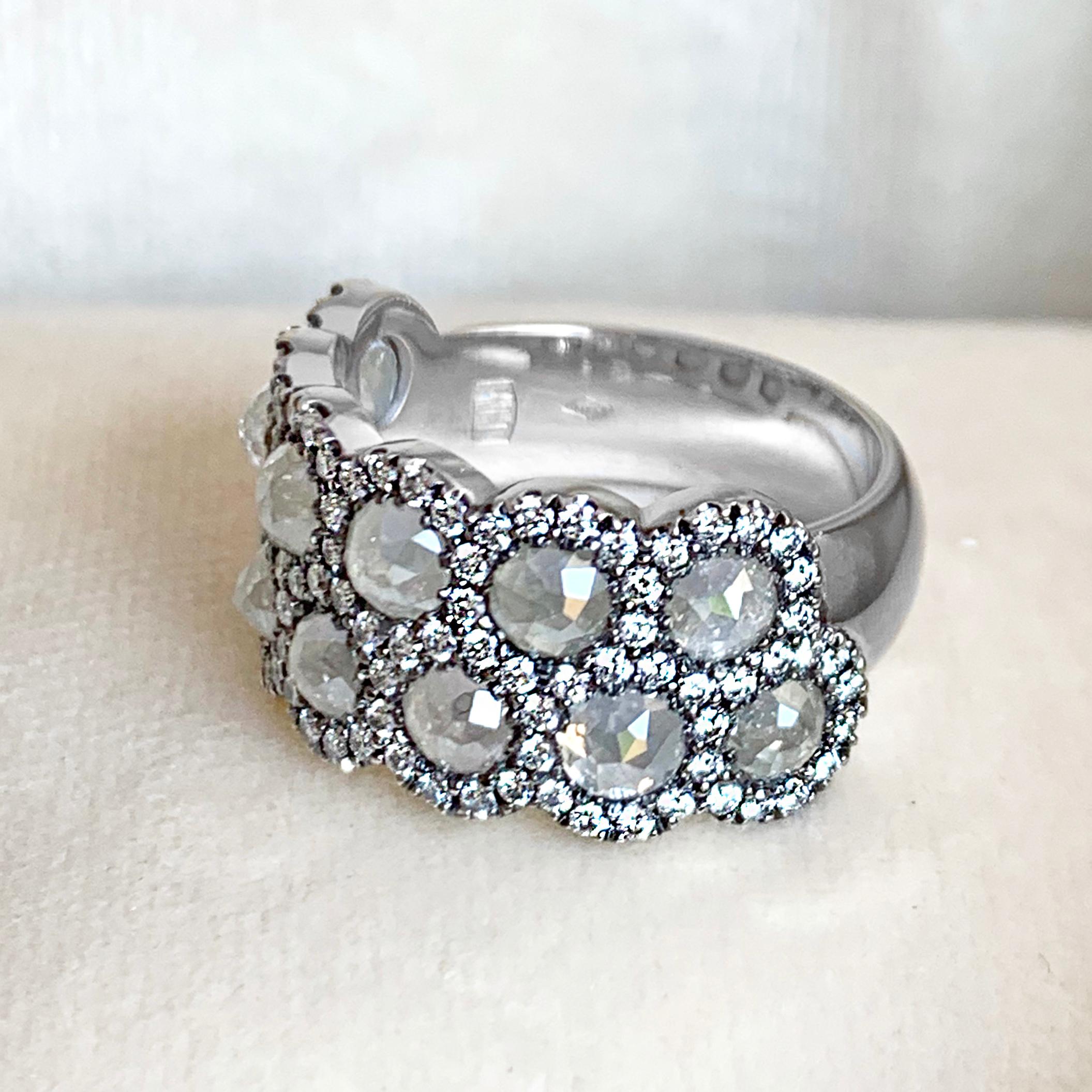 Rose Cut Icy Rose-Cut DEGVVS White Brilliant-Cut Diamond Pave Eternity Ring