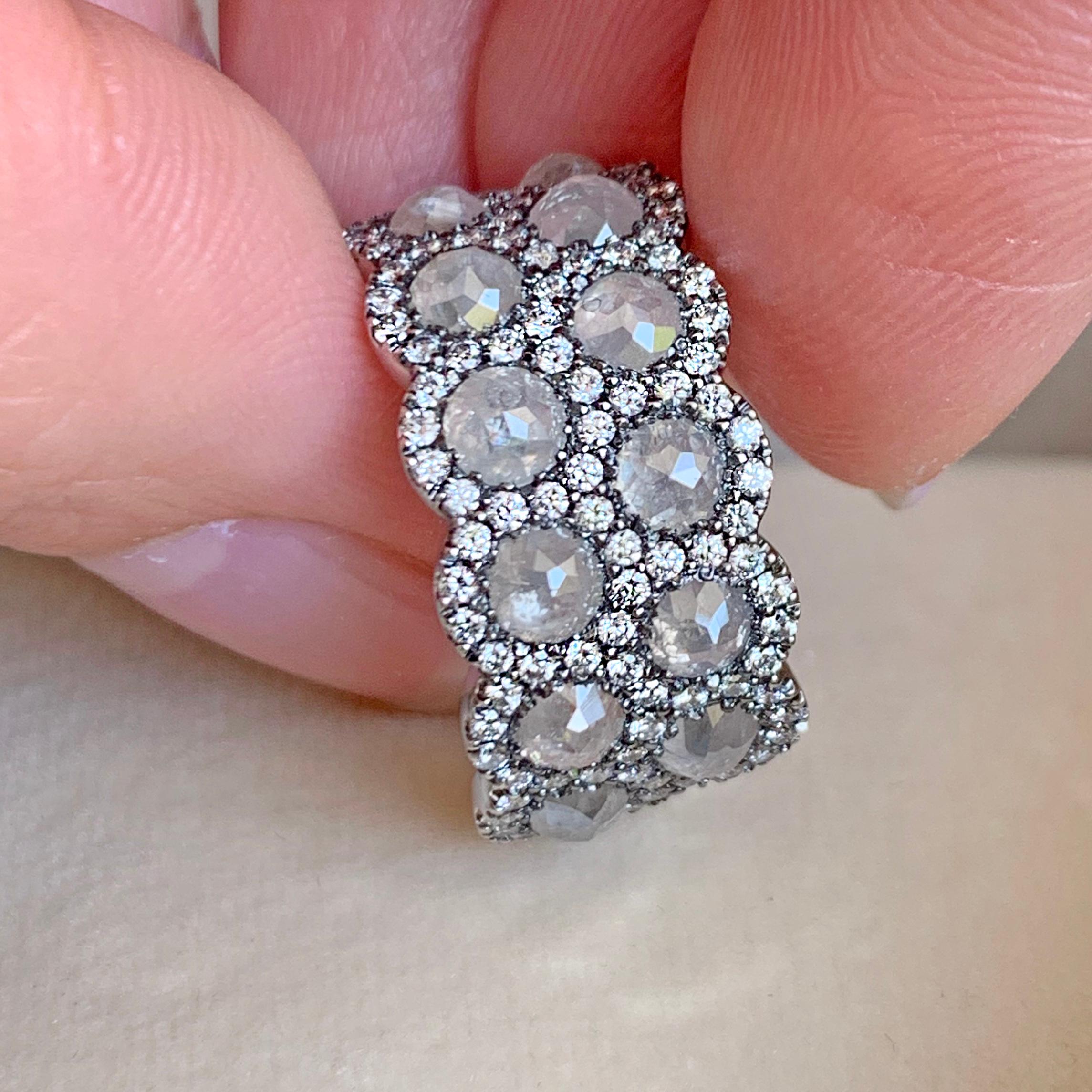 Icy Rose-Cut DEGVVS White Brilliant-Cut Diamond Pave Eternity Ring 1