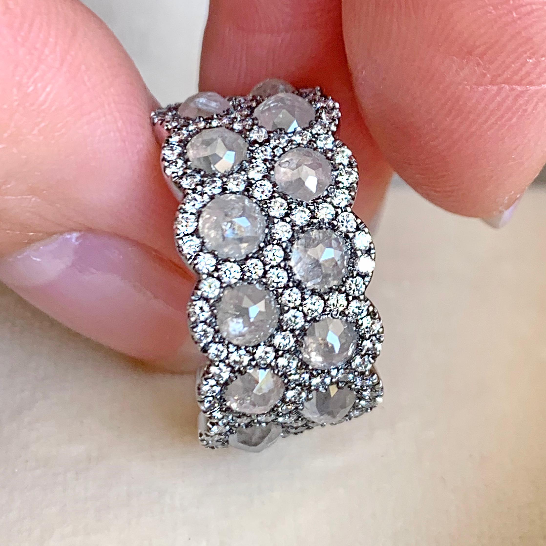 Icy Rose-Cut DEGVVS White Brilliant-Cut Diamond Pave Eternity Ring 2