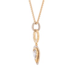 Icy Rose Cut Diamond Pear Pendant in 18 Karat White and Yellow Gold