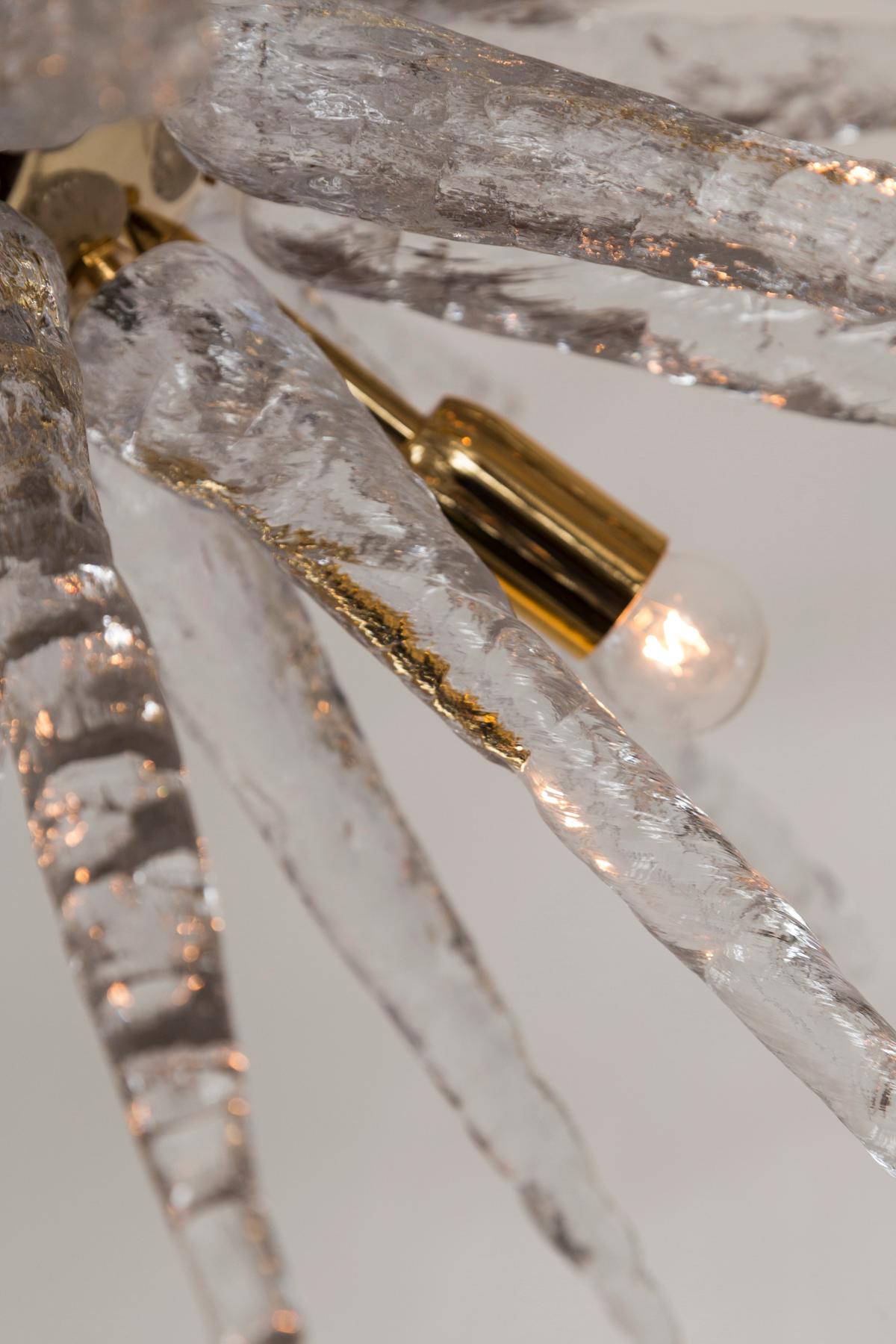 Icy Starburst Murano Glass Ceiling Light, Contemporary In Good Condition For Sale In Westport, CT
