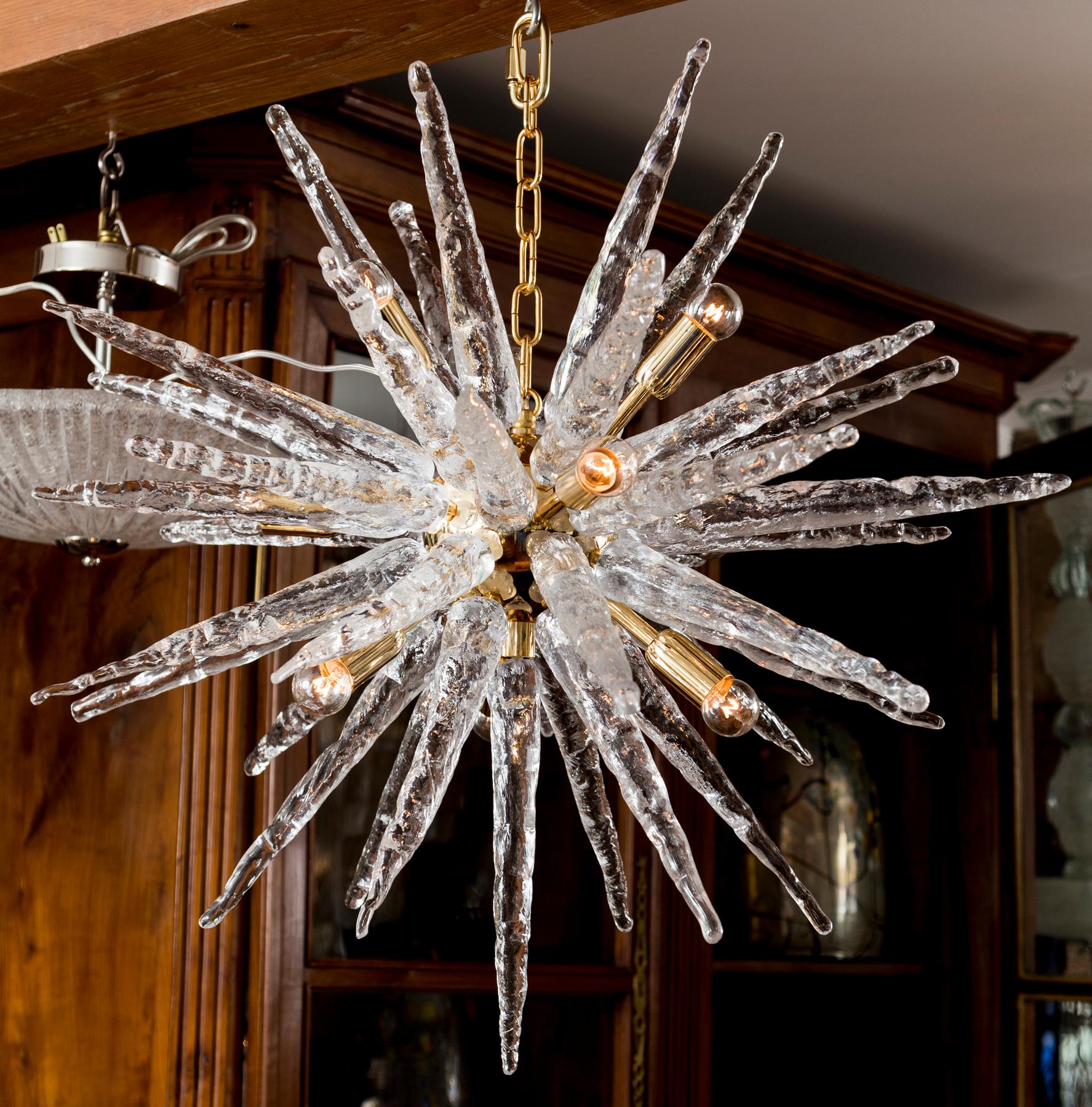 Icy Starburst Murano Glass Ceiling Light, Contemporary For Sale 2