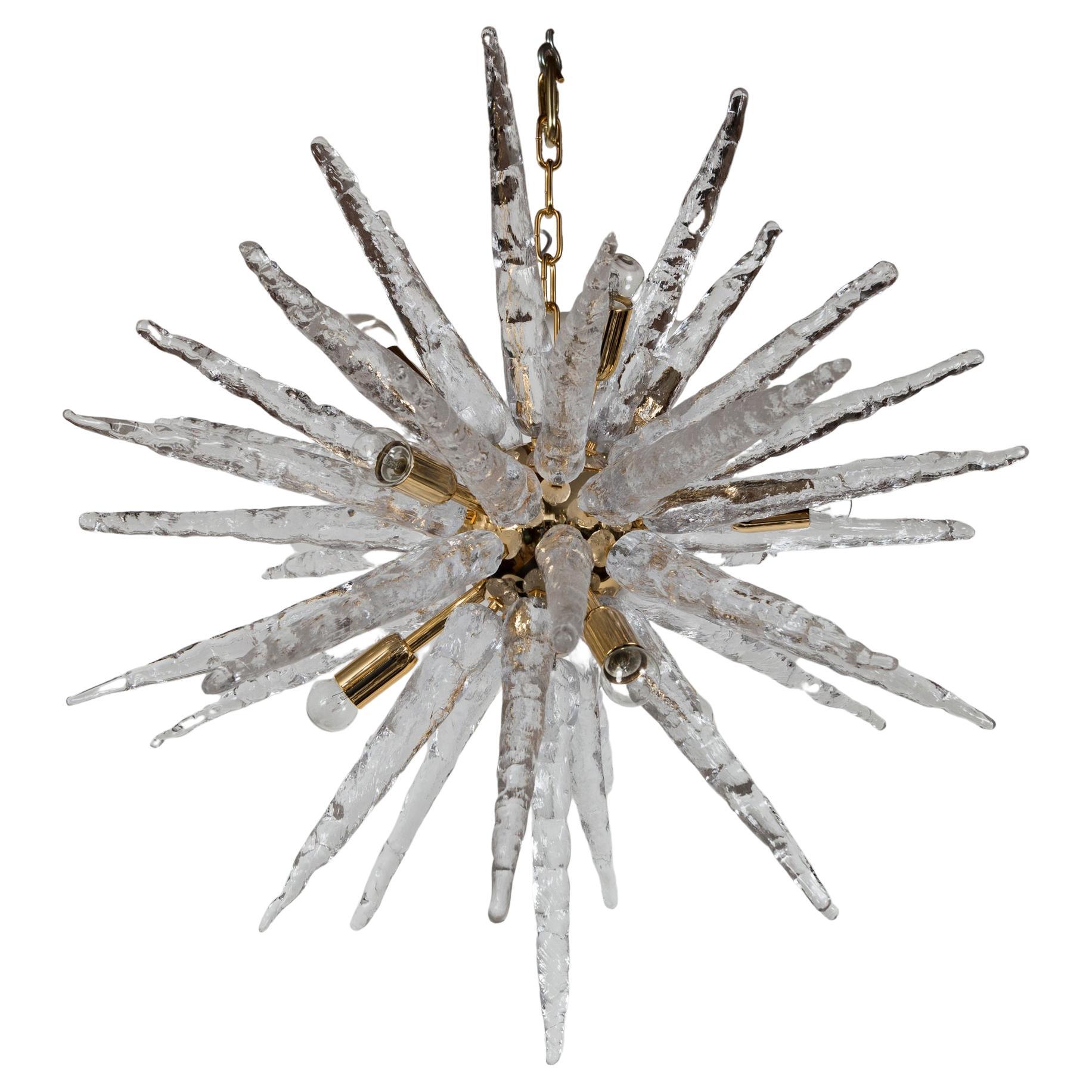Icy Starburst Murano Glass Ceiling Light, Contemporary For Sale