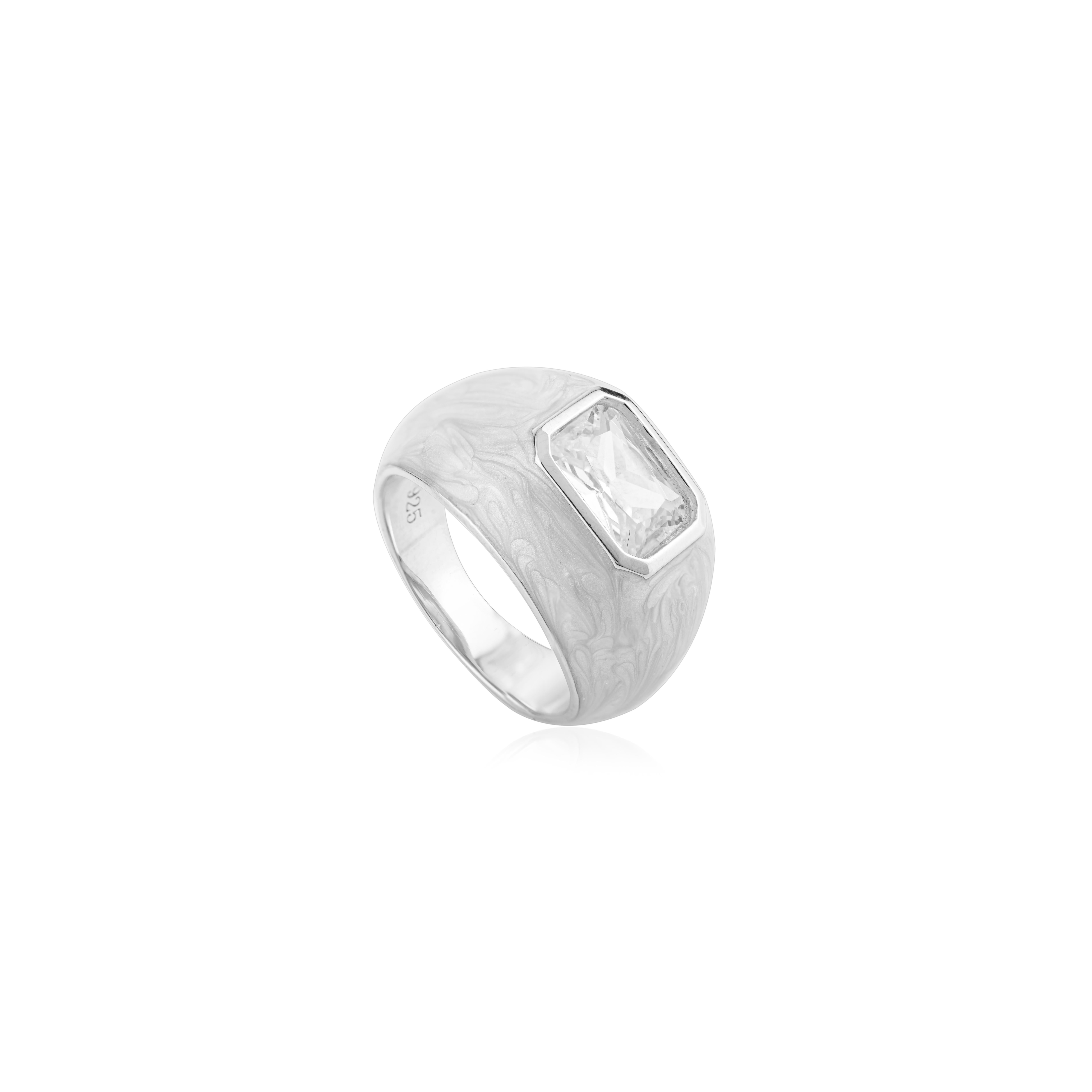 in vendita:  Anello d'argento a cupola unisex con zircone taglio smeraldo con smalto Icy Swirl, gioielli per regalo 3