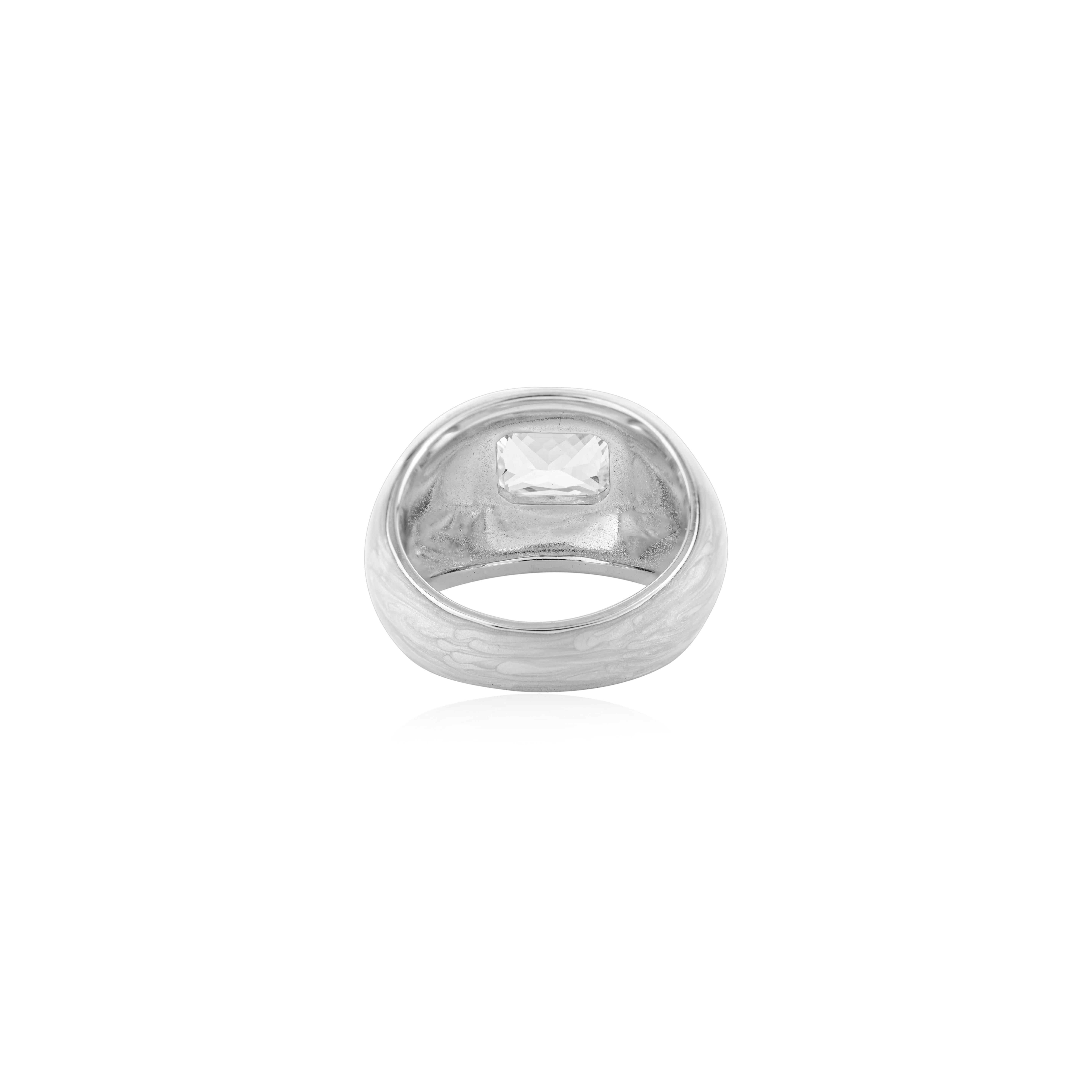 in vendita:  Anello d'argento a cupola unisex con zircone taglio smeraldo con smalto Icy Swirl, gioielli per regalo 7