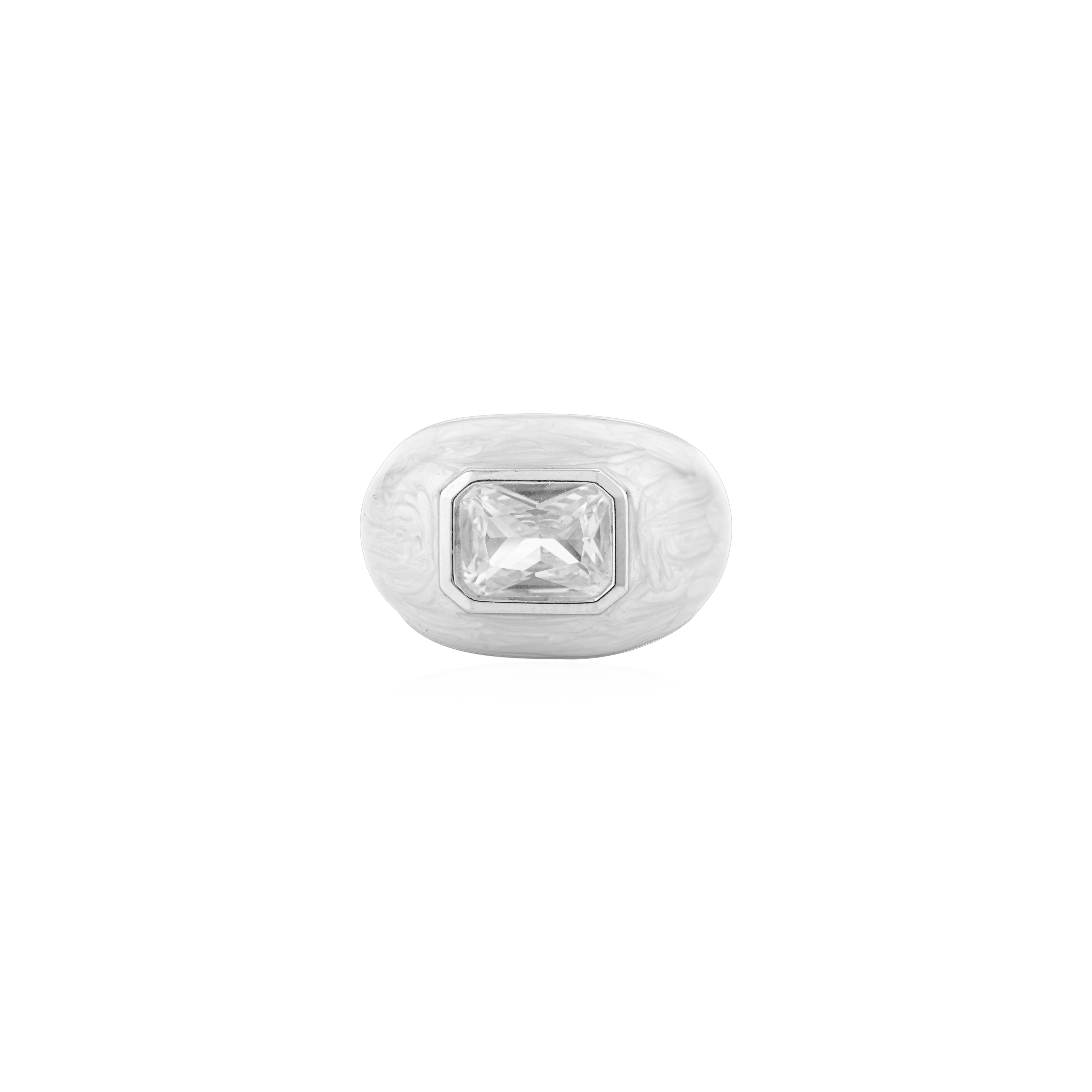 in vendita:  Anello d'argento a cupola unisex con zircone taglio smeraldo con smalto Icy Swirl, gioielli per regalo 9