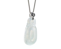 Icy White Jadeite Jade Gold Coin Pendant, Certified Untreated