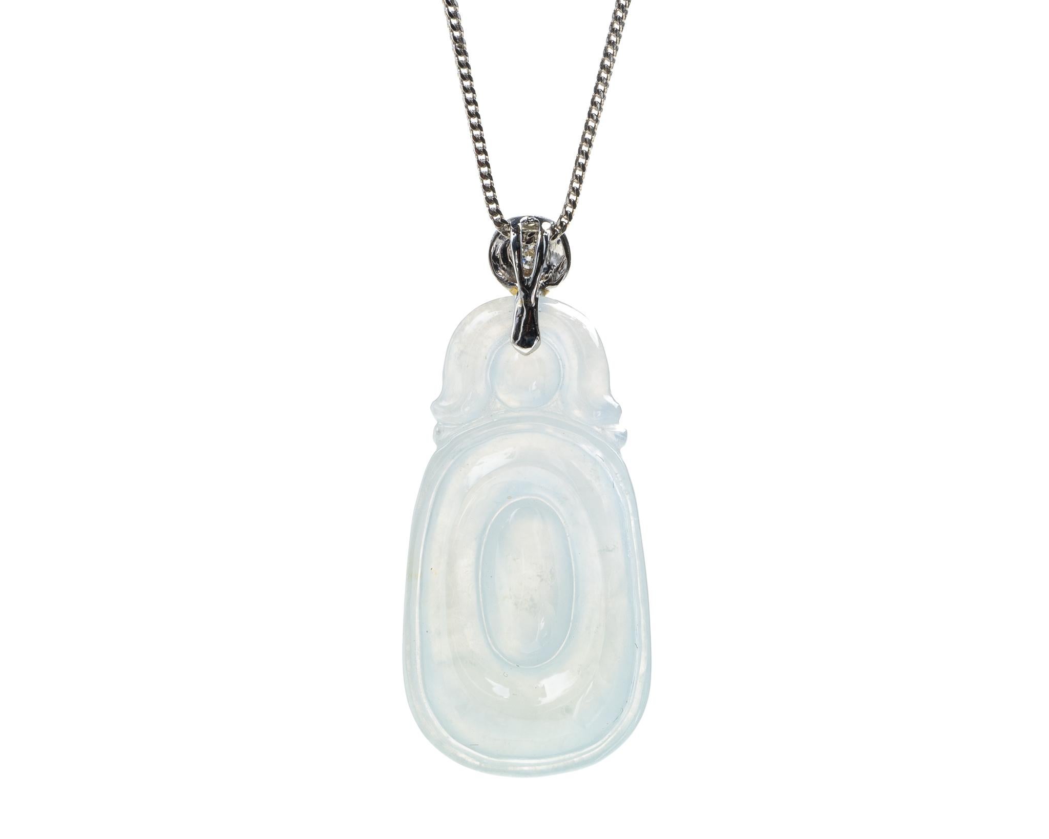 Contemporary Icy White Jadeite Jade Gold Coin Pendant, Certified Untreated For Sale