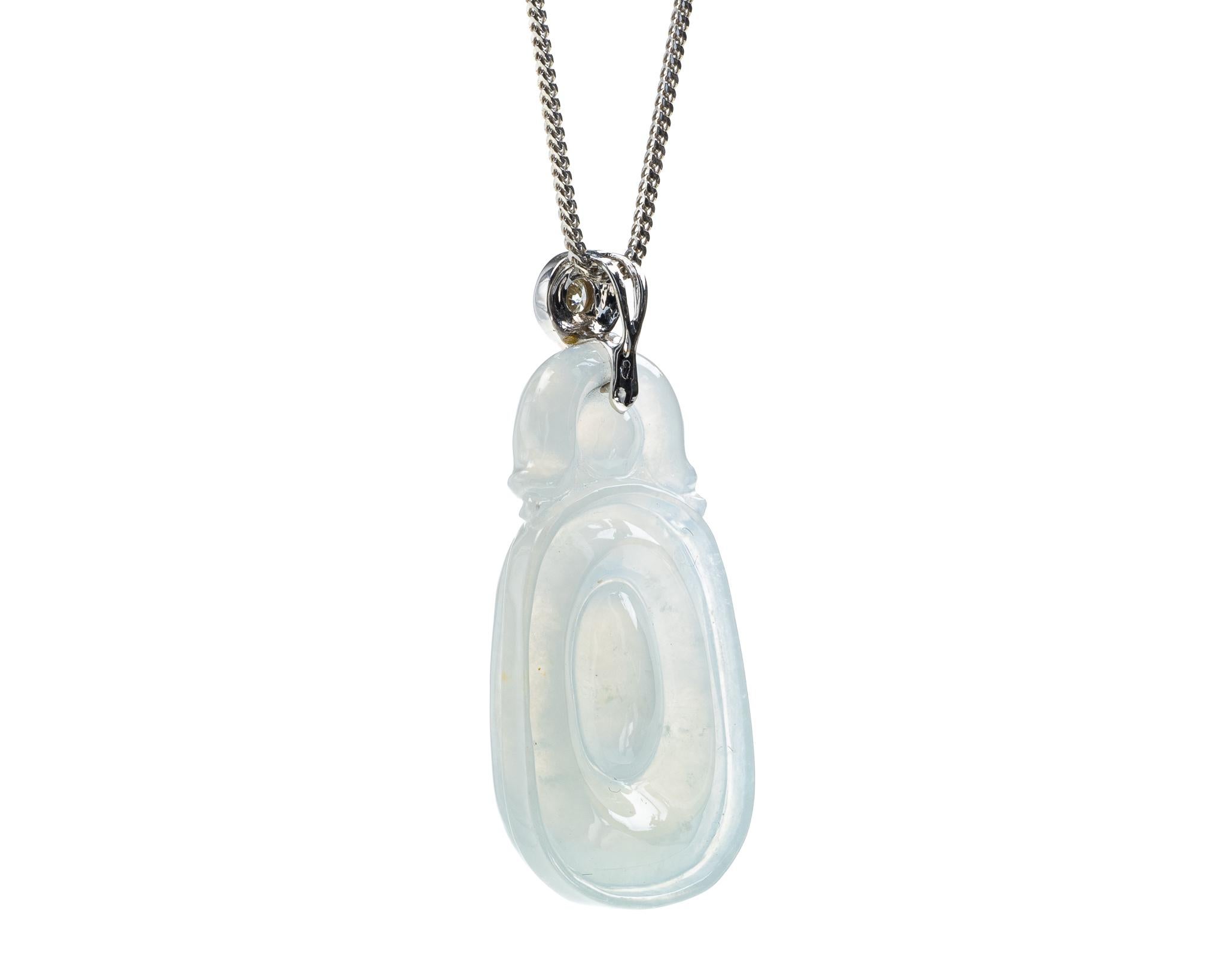 Rough Cut Icy White Jadeite Jade Gold Coin Pendant, Certified Untreated For Sale
