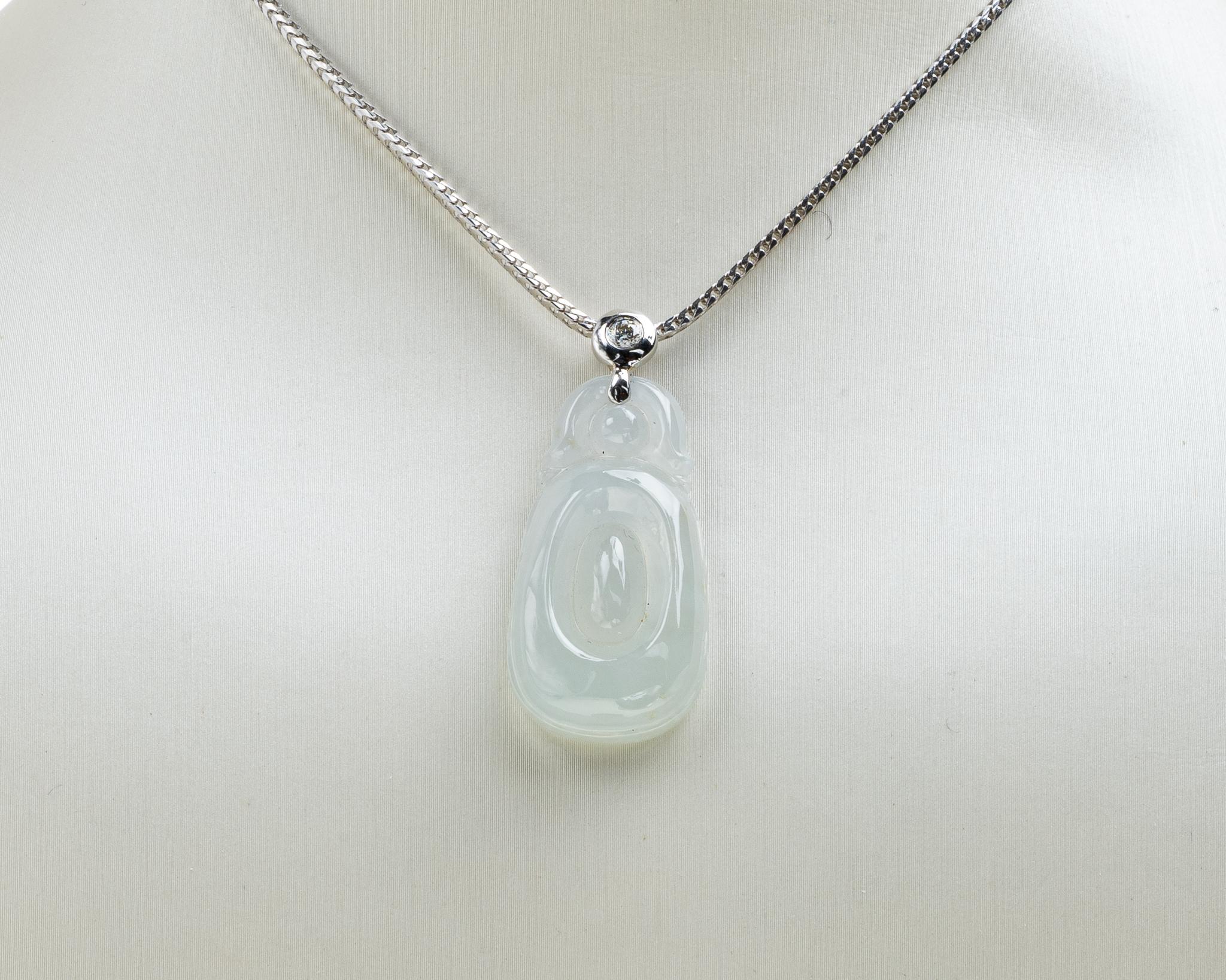 Women's or Men's Icy White Jadeite Jade Gold Coin Pendant, Certified Untreated For Sale