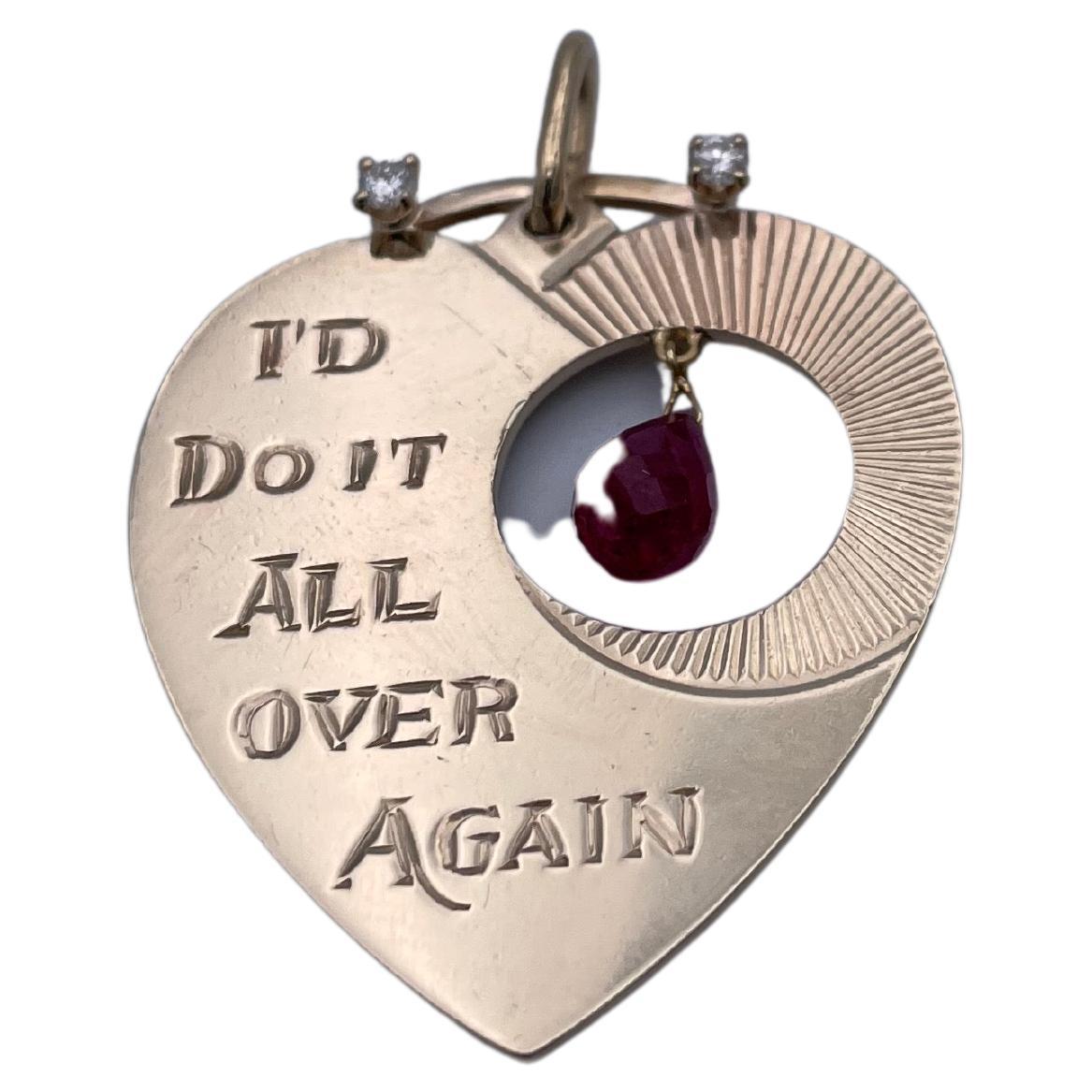 "I'd Do It All over Again" Gold Gemset Charm