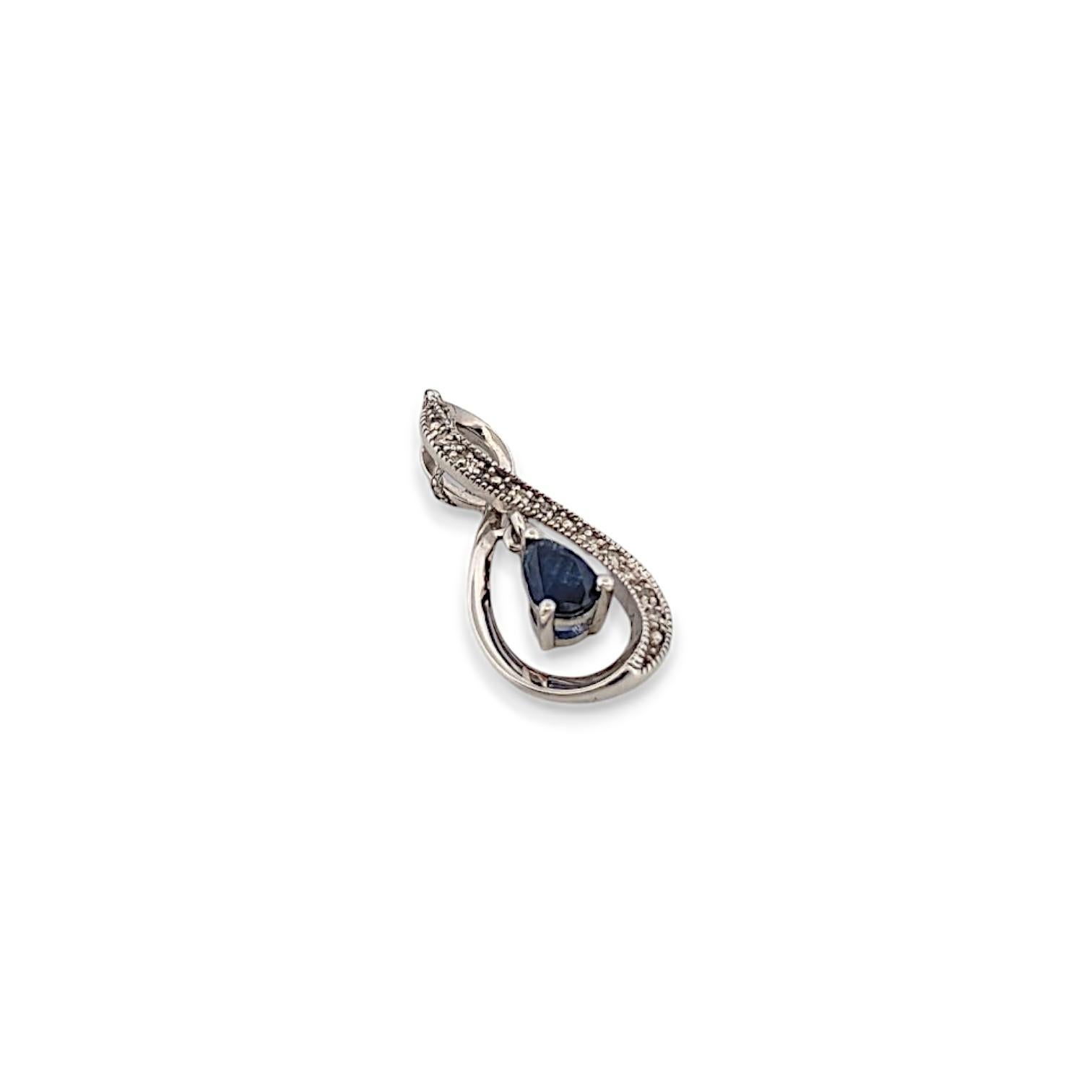 Art Deco Ida  14k White Gold Necklace with 0.50ctw Sapphire & Diamonds – 18