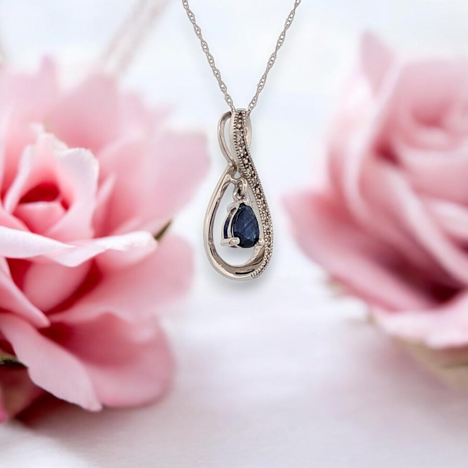 Ida  14k White Gold Necklace with 0.50ctw Sapphire & Diamonds – 18