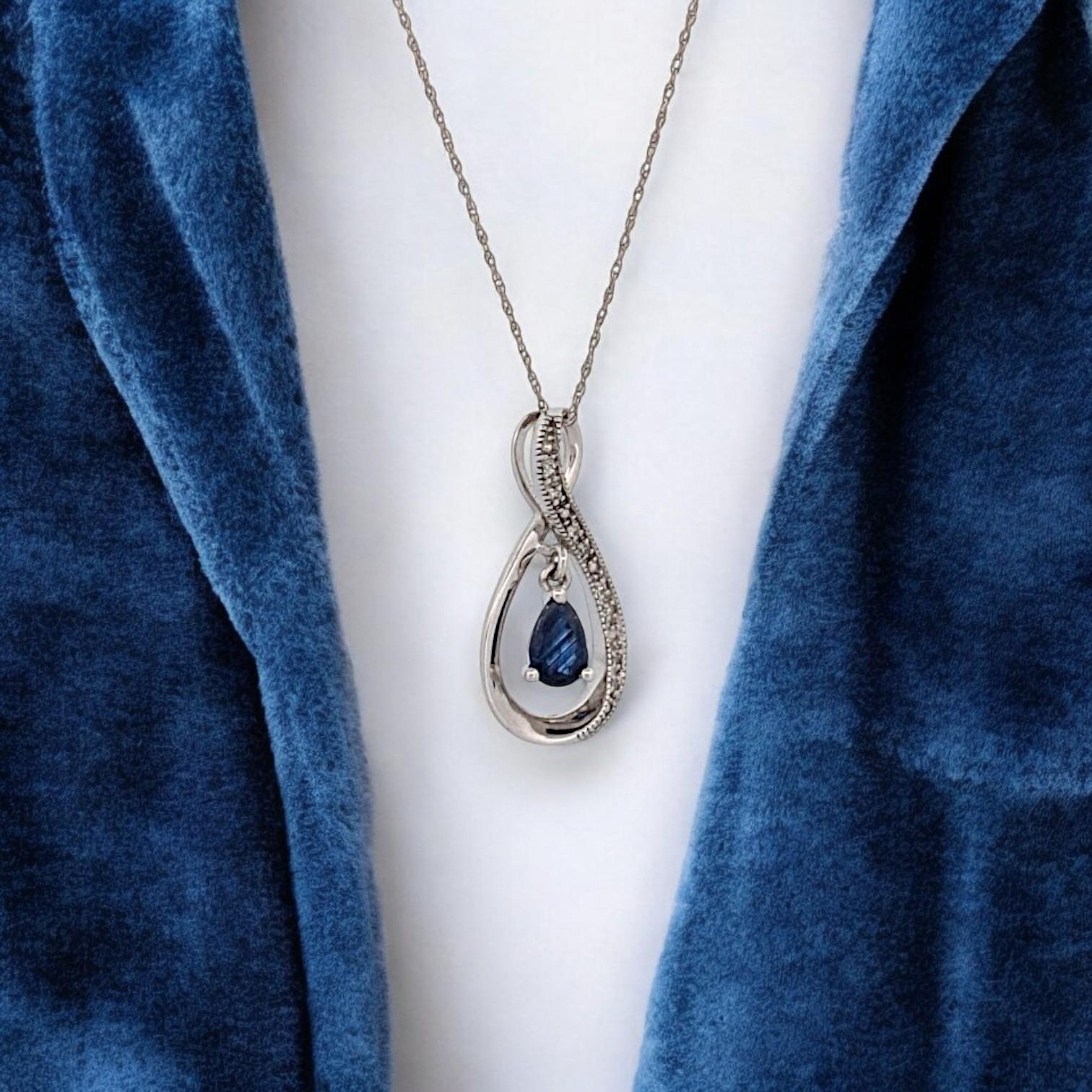 Women's Ida  14k White Gold Necklace with 0.50ctw Sapphire & Diamonds – 18