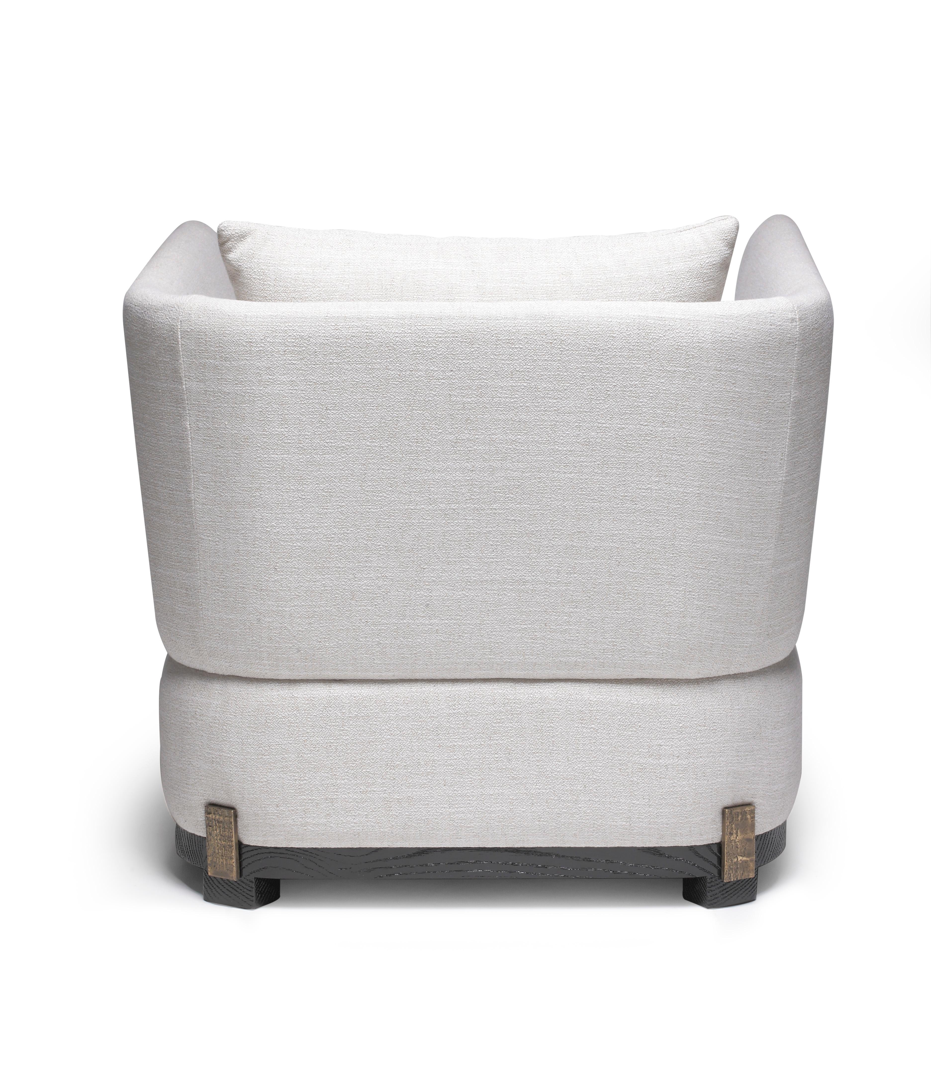 Mid-Century Modern Fauteuil Ida, en chêne noir brossé sable, fabriqué à la main au Portugal par Duistt