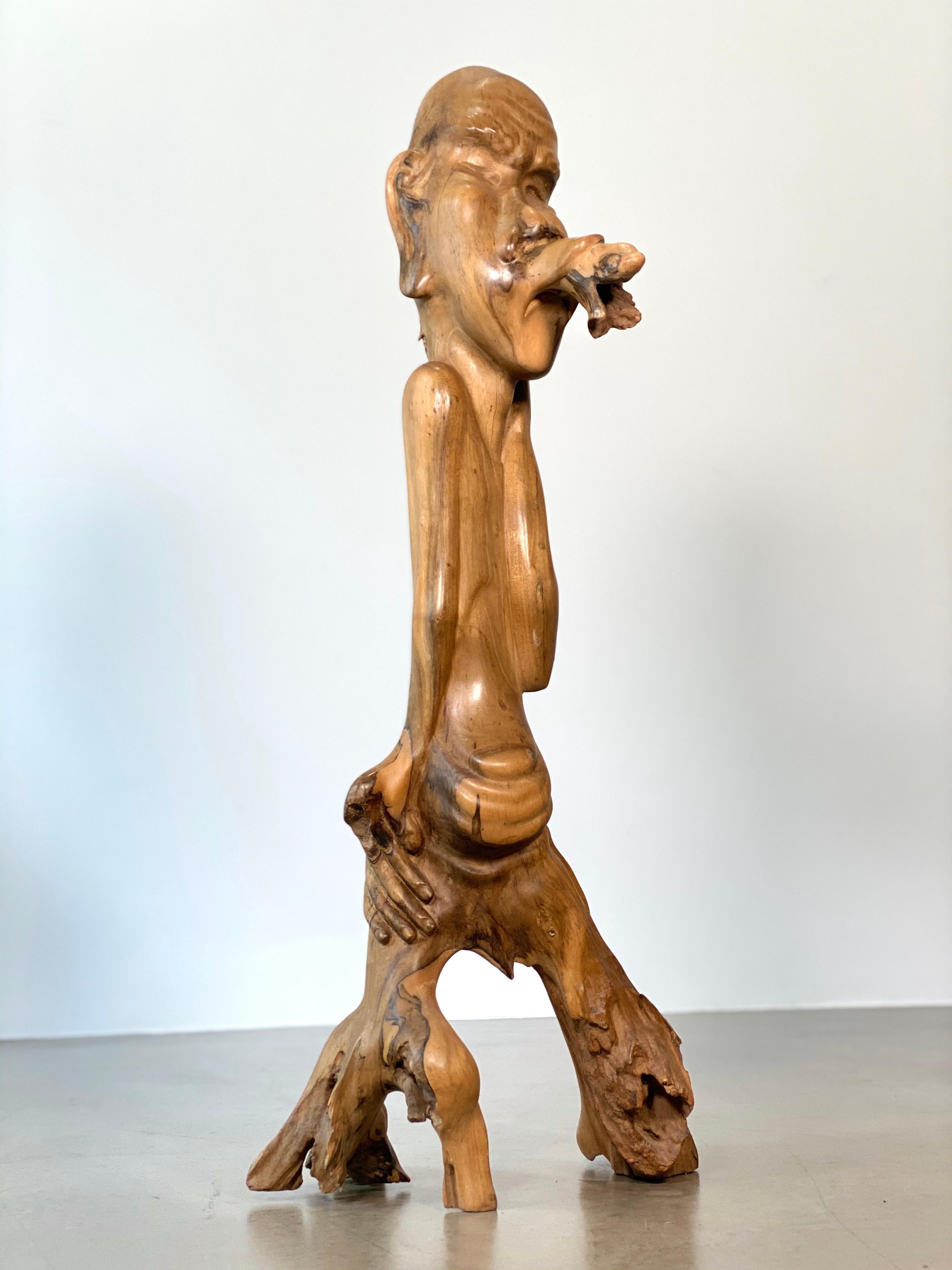Intagliato a mano IDA BAGUS TILEM SUAR SCULTURA IN LEGNO INCISO BALI 1950s in vendita