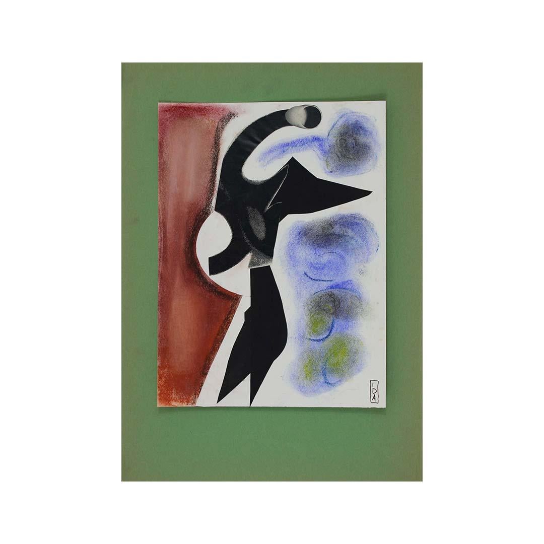 Circa 1950 Ida Colucci - Blue-black and brown composition collage For Sale 3