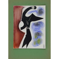 Circa 1950 Ida Colucci - Blue-black and brown composition collage